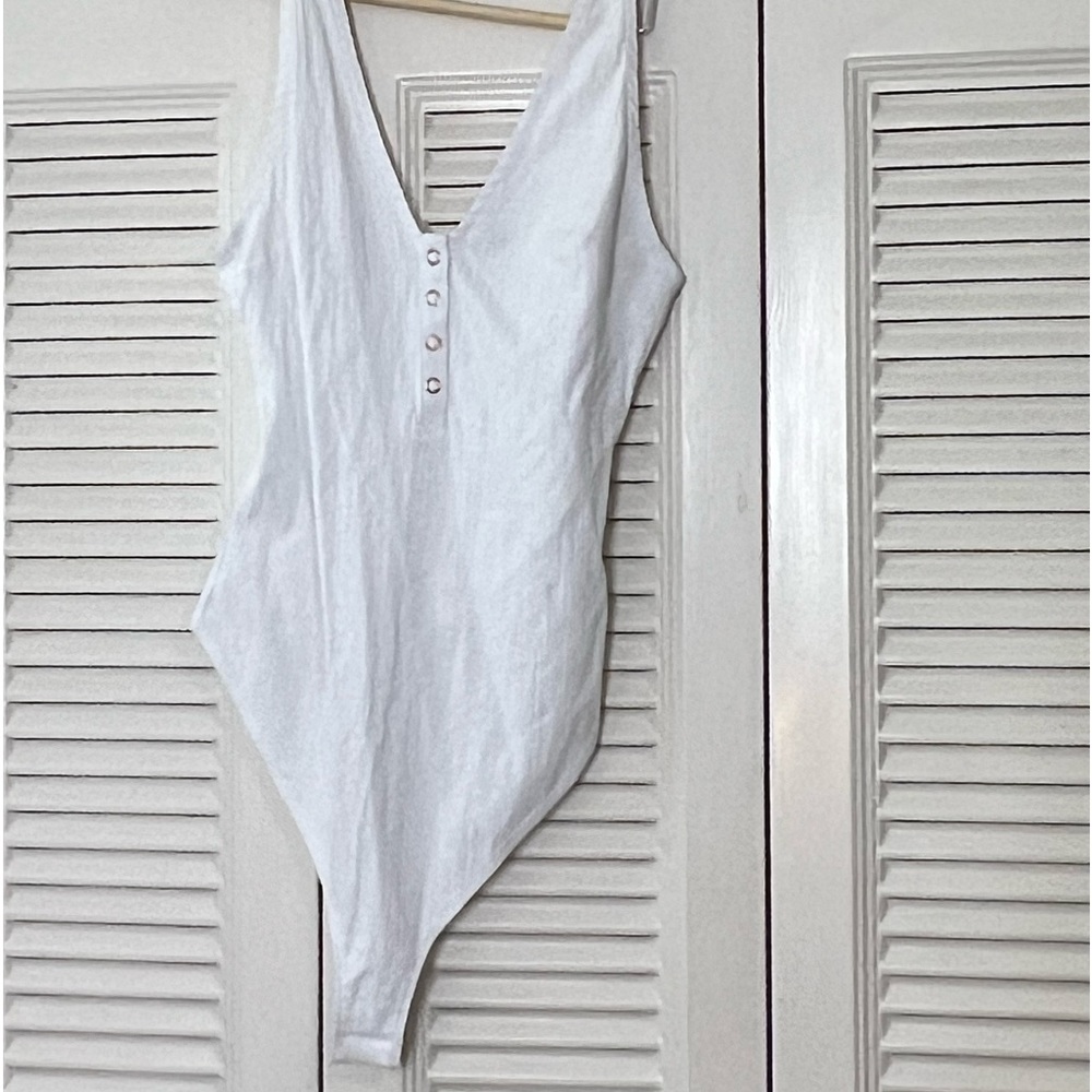 Free People Optic White Tank Intimately Body Suit with snaps